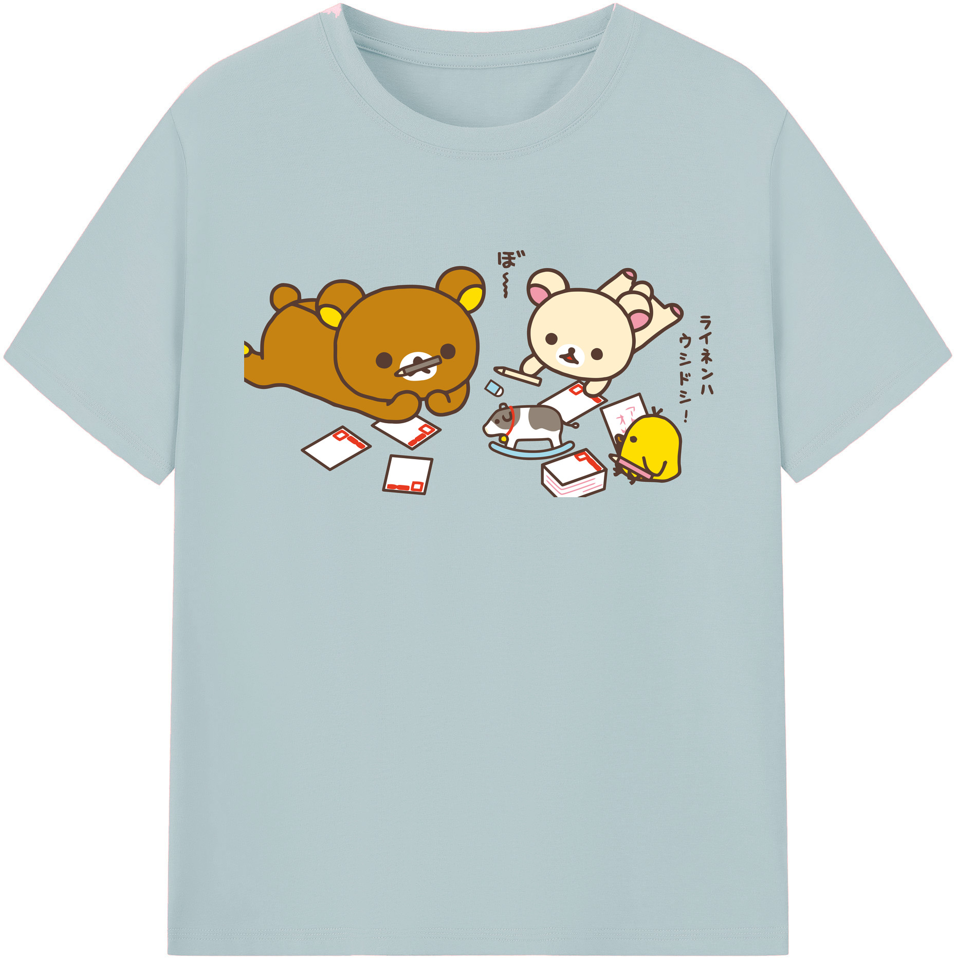 （画像用） リラックマ リラックマ キイロイトリ Rilakkuma Korilakkuma Kiiroitori 綿100％半袖Tシャツ（フロントプリント）